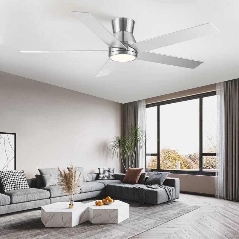 52" Brushed Nickel Lowe Profile Ceiling Fan with Light