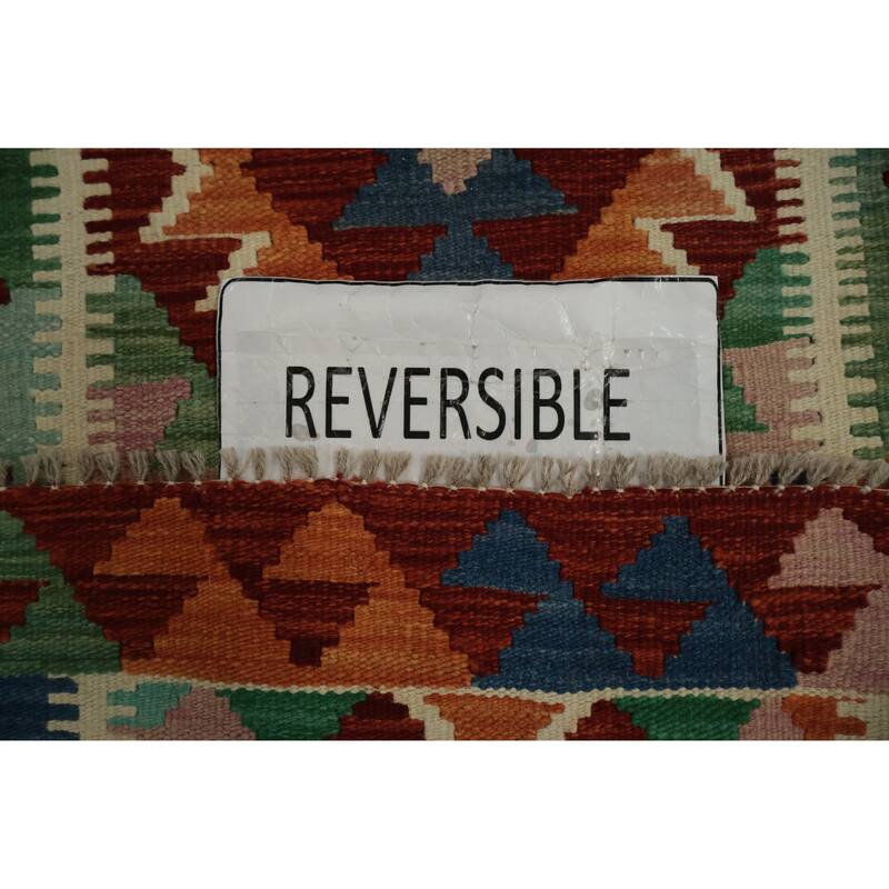 Hand Woven Oriental 100% Wool Carpet Southwestern Geometric Multi-Colored Kilim Area Rug - 3' 3'' X 2' 3''