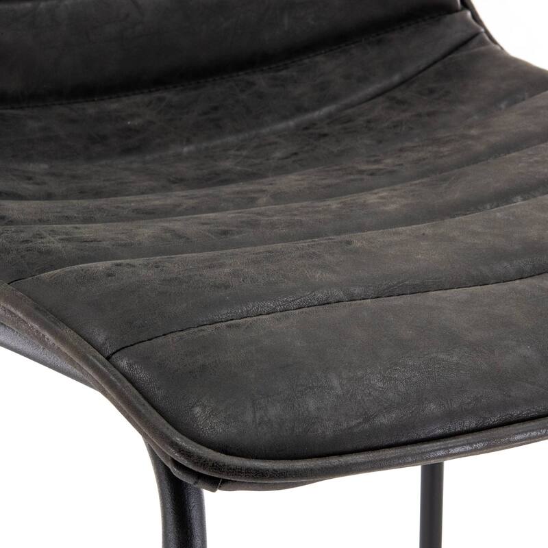 LeisureMod Brooklyn Modern Leather Barstool with Black Sled Base Set of 2 - 29.9