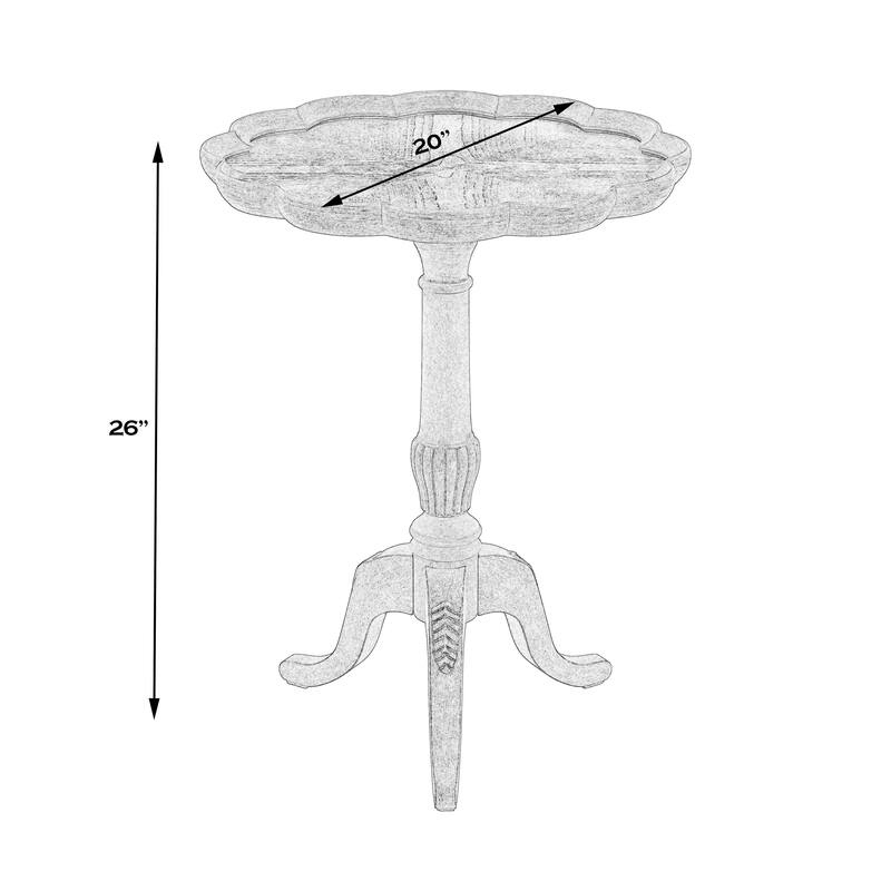 Dansby 20 in. W Round Wood Scalloped Edge Pedestal Side Table