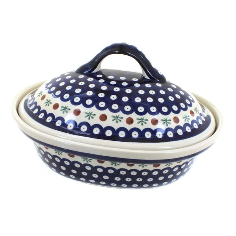 Blue Rose Polish Pottery 1158 Zaklady Roaster with Lid - Nature