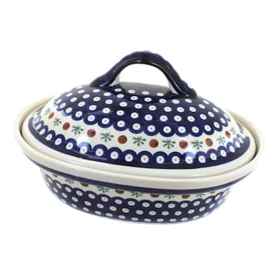 Blue Rose Polish Pottery 1158 Zaklady Roaster with Lid