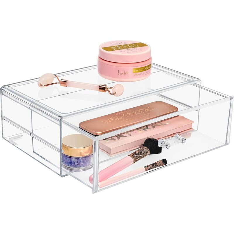 Sorbus Stackable Acrylic Drawers - Clear Storage Drawers for Organizing Make up Palettes, Bathroom Supplies, and More - 11.75” L x 4” H x 6.75”