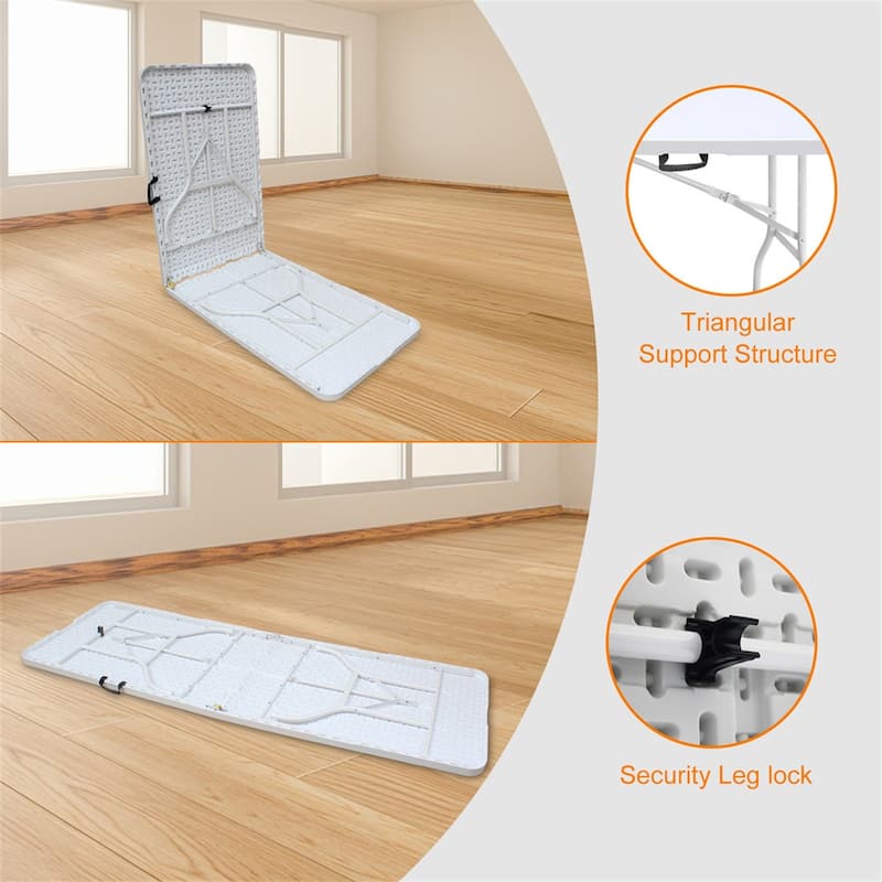 White 4ft, 6ft or 8ft Portable Foldable Plastic Table for Camping