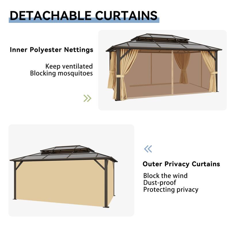 Outdoor Double Roof Hardtop Gazebo