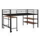 preview thumbnail 12 of 15, Twin Size Metal Loft Bed with Desk and Shelves, Black
