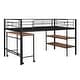 preview thumbnail 7 of 26, Twin Size Platform Bed with Rolling Desk and Bookshelf, Metal Loft Bed Frame with Full-Length Guardrails and Ladder