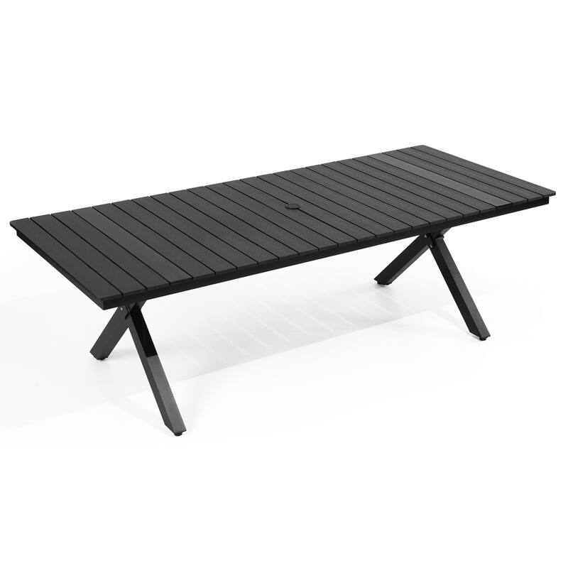 Pellebant Aluminum Rectangular Outdoor Patio Dining Table with Umbrella Hole