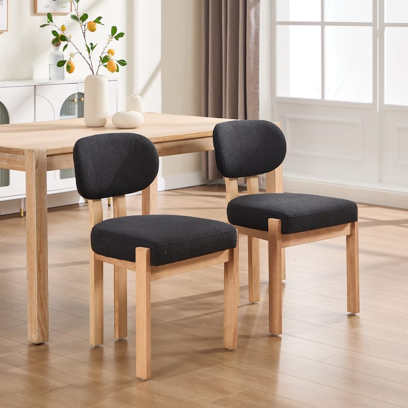 Wooden Dining Chairs Set of 2, Modern Fabric Upholstered Dining Room Chair Kitchen Chairs, Farmhouse Dinner Chair for Kitchen