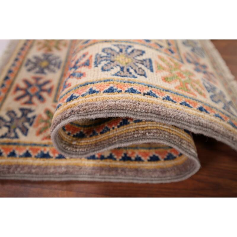 Geometric Kazak Accent Rug Handmade Oriental Wool Carpet - 2'1" x 2'10"