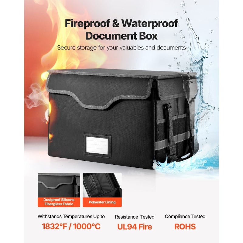 Fireproof Document Box with Combination Lock and Waterproof Storage Safe for Home and Office