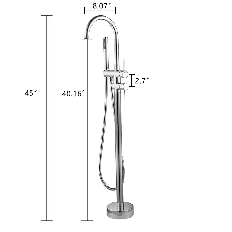 Floor Mount Bathtub Faucet Freestanding Tub Filler High Flow Shower Faucets with Handheld Shower