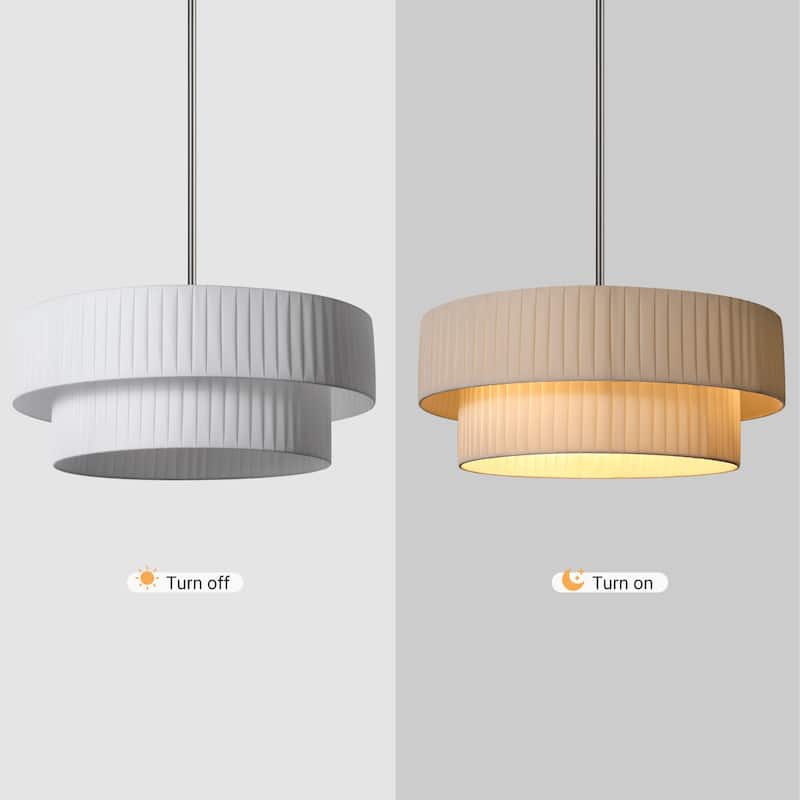 Modern 3-Light Drum Chandelier Fabric Shade Ceiling Hanging Pendant