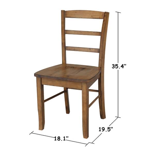 dimension image slide 10 of 12, International Concepts Solid Wood Madrid Ladderback Chairs, Set of 2 - N/A