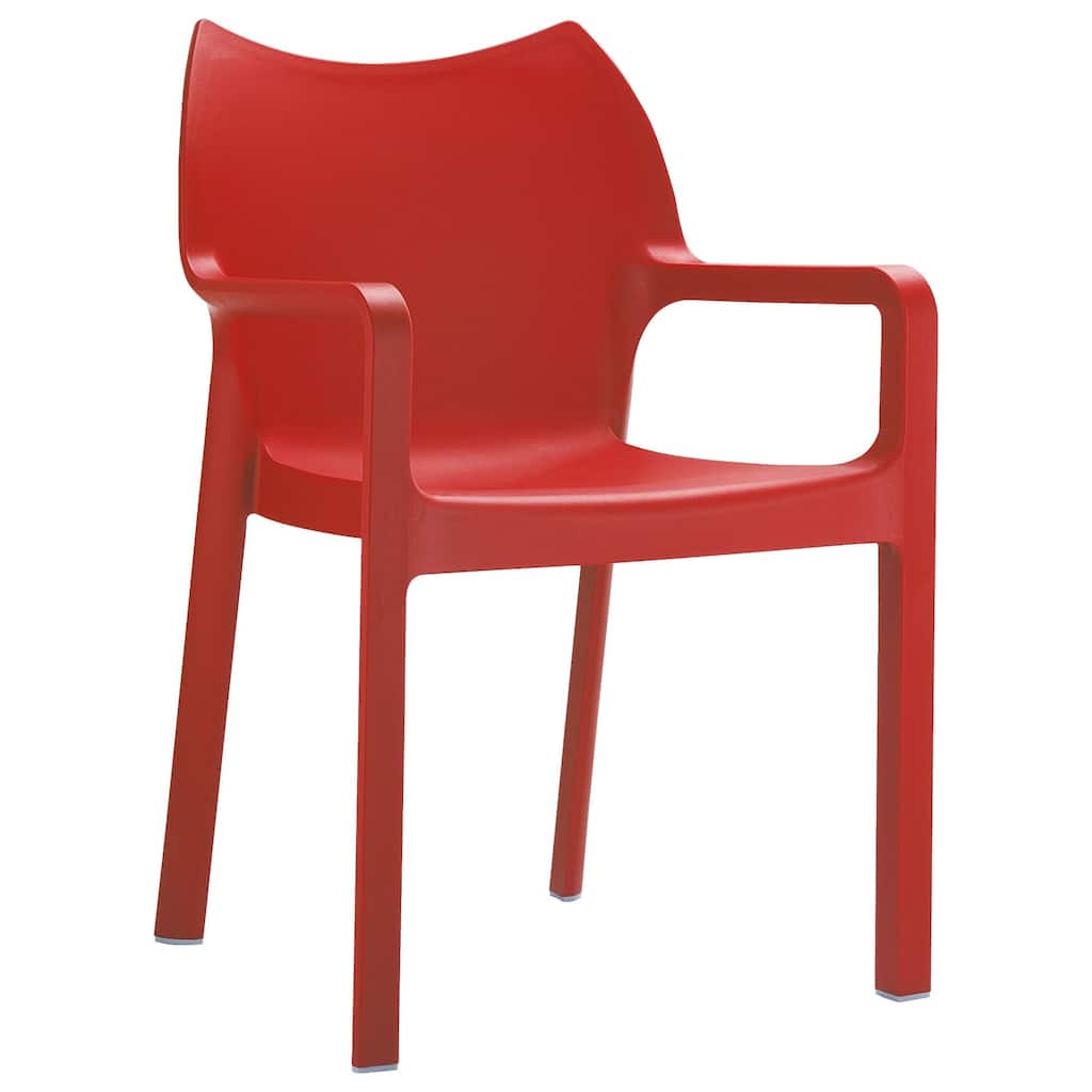 33" Red Outdoor Patio Solid Dining Arm Chair