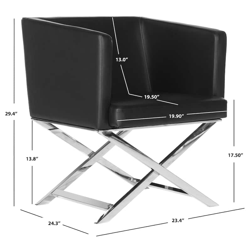 SAFAVIEH Inell Glam Navy/ Chrome Cross Leg Club Chair - 23Wx24Dx29H