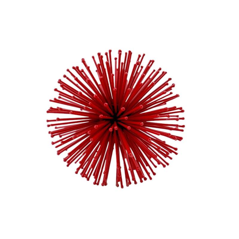HomeRoots Set of Two Red Iron Decorative Spiky Sphere Tabletop Sculpture - 4' X '4' X '4