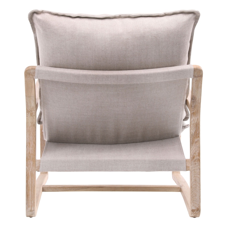 Axel Modern Cotton Upholstered Lounge Occasional Chair, Natural Oak and Cream