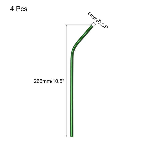 dimension image slide 2 of 10, Reusable Metal Straws 4Pcs, Stainless Steel Bent Drinking Straw 10.5"