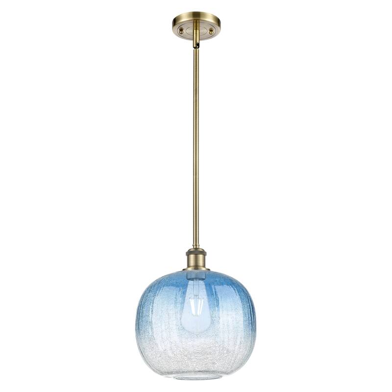 Innovations Lighting Endless Possibilities Ballston - Brookhaven Sphere - 1 Light 11" Stem Hung Mini Pendant - Antique Brass/Sapphire Blue