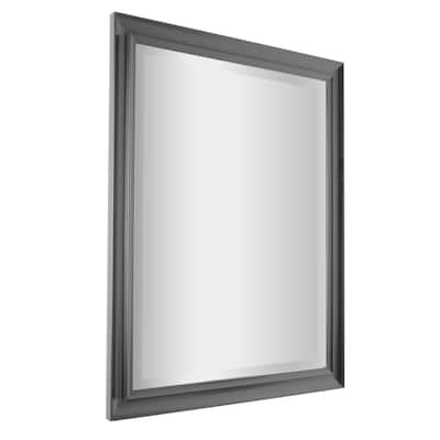 Black Framed Traditional Rectangle Wall Mounted Beveled Mirror - 26 x 32