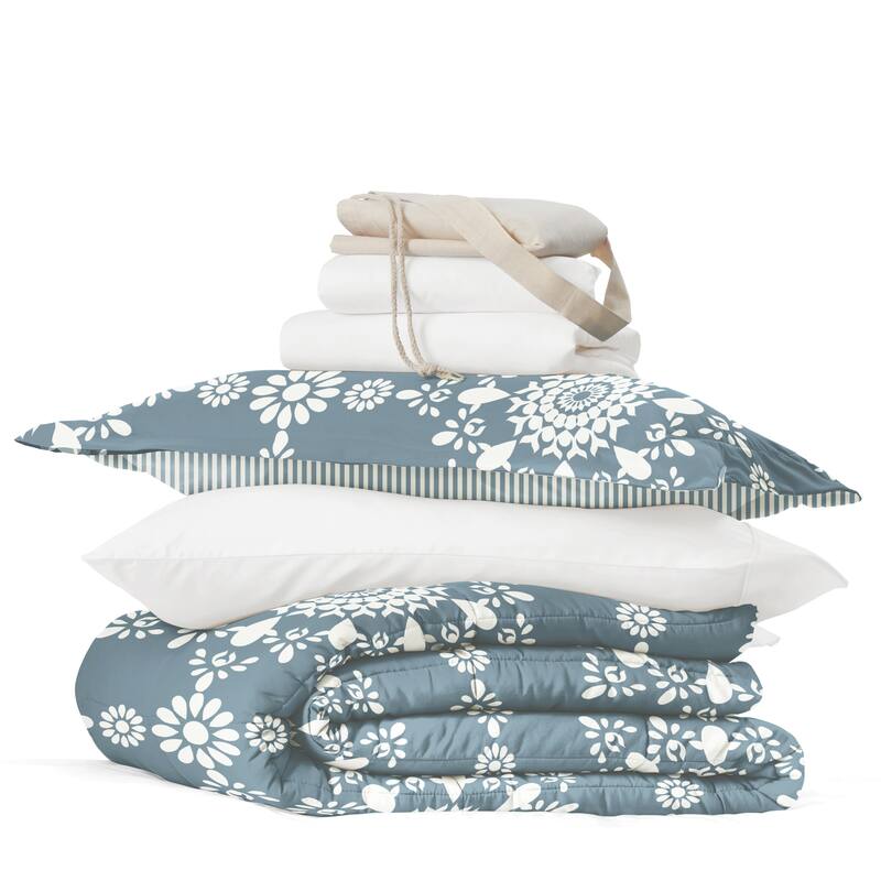 8pc Twin XL Pattern Dorm Bedding Bundle