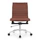 Set of 2 Modern Office Chairs, Upholstered PU Leather Ribbed Armless Mid Back with Metal Frame, Adjustable Height, Tilt