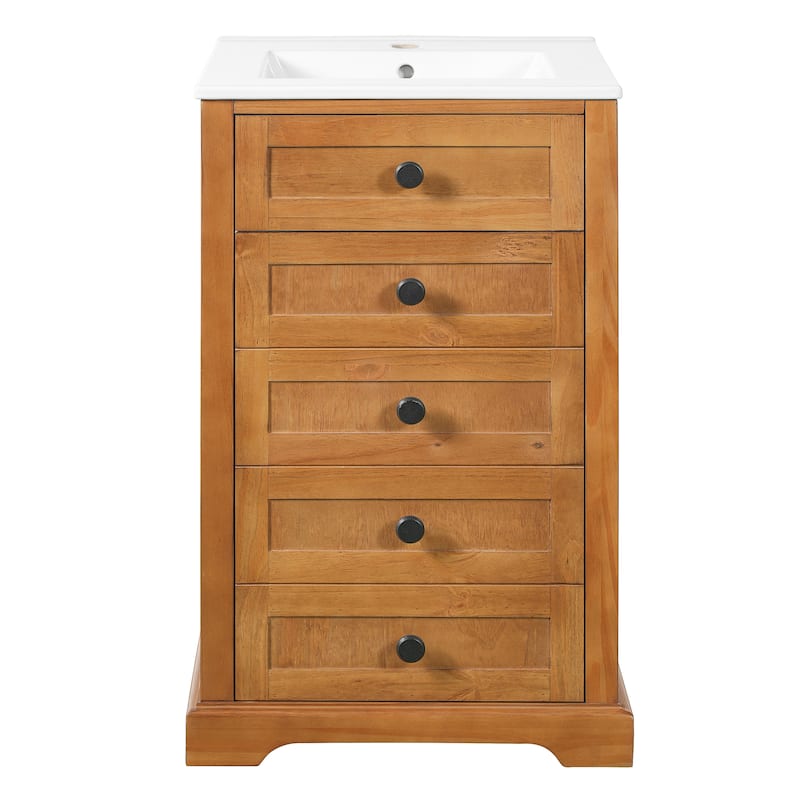 20" Bathroom Vanity with Integrated Ceramic Sink & Soft-Closing Door