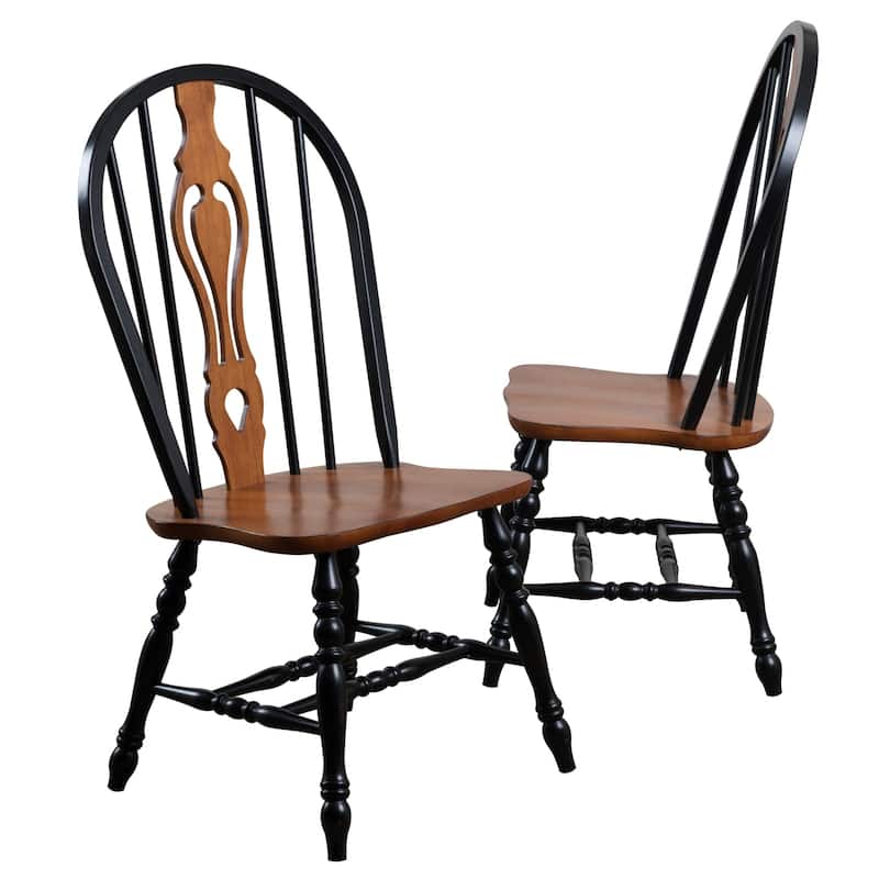 Distressed Wooden Side Chairs - 41" - Brown and Black - Set of 2