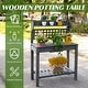 preview thumbnail 12 of 21, Outsunny 39'' x 18'' x 55'' Wood Garden Potting Work Table with Hidden Storage, Sink Basin, & Below Clapboard