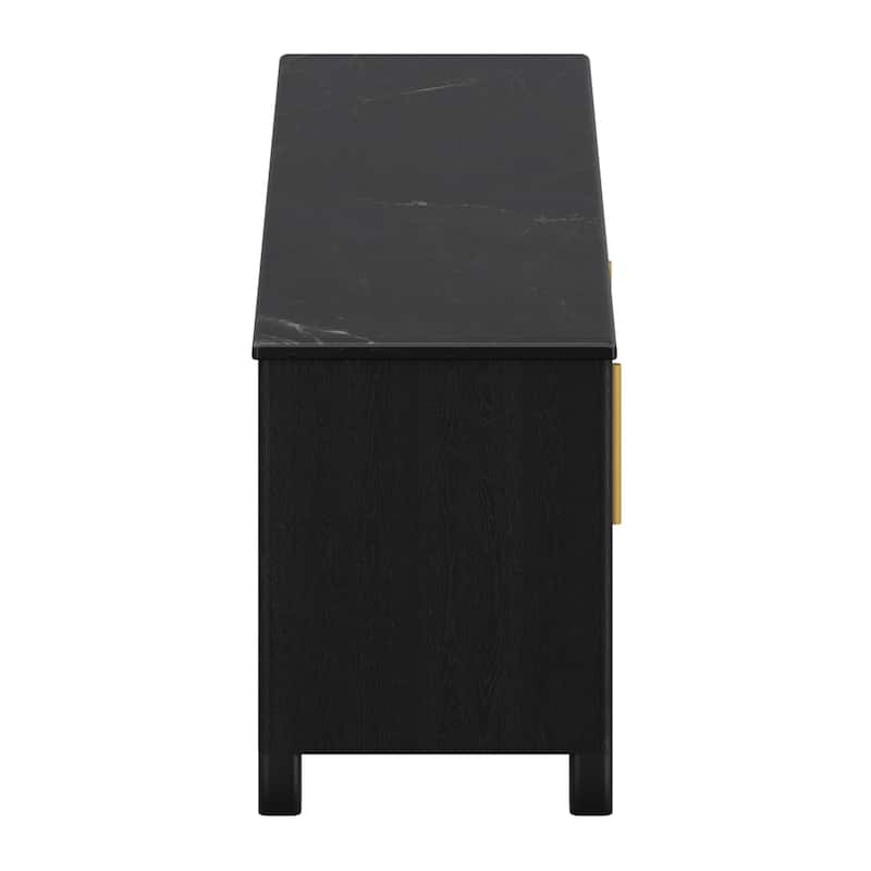 Mid-Century Modern Solid Wood & Marble Media Cabinet