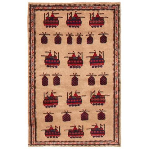 ECARPETGALLERY Hand-knotted Rare War Tan Wool Rug - 2'10 x 4'6