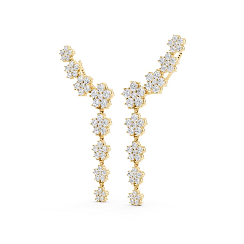 Auriya 14k Gold 6 1/4ctw Lab Grown Nature's Inspired Diamond Climber Earrings (E-F VS)
