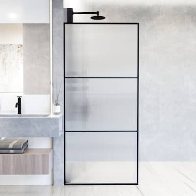 VIGO Divide 34" W x 74" H Framed Fixed Shower Screen in Matte Black