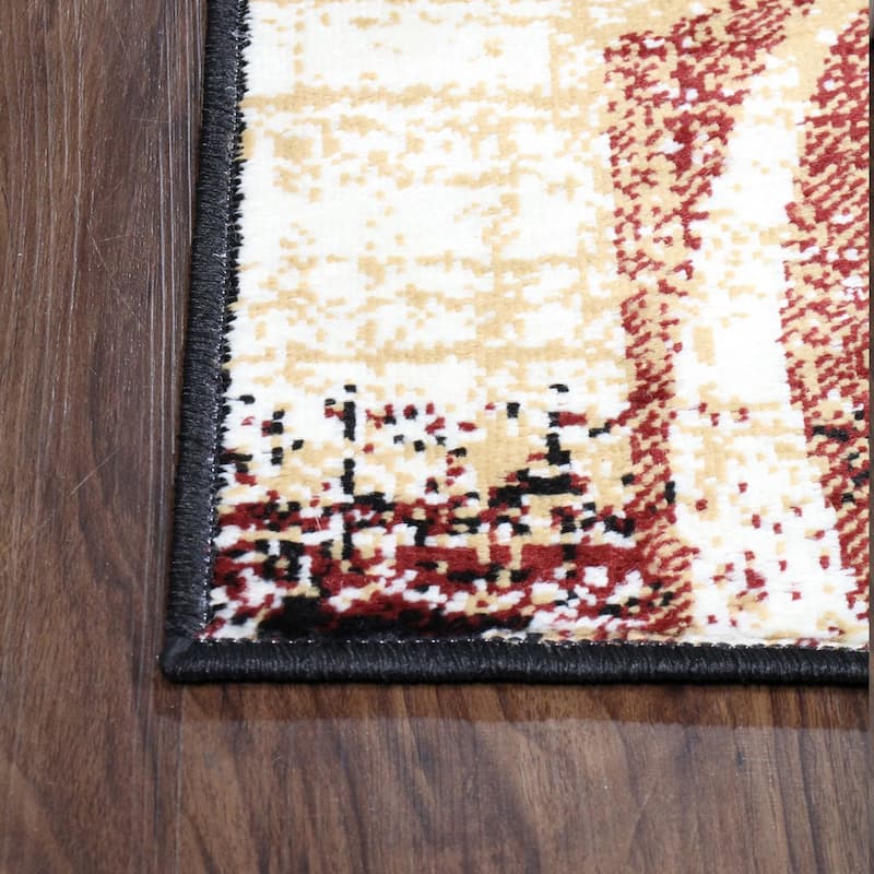 Contemporary Floral Patchwork Indoor Area Rug or Runner by Superior