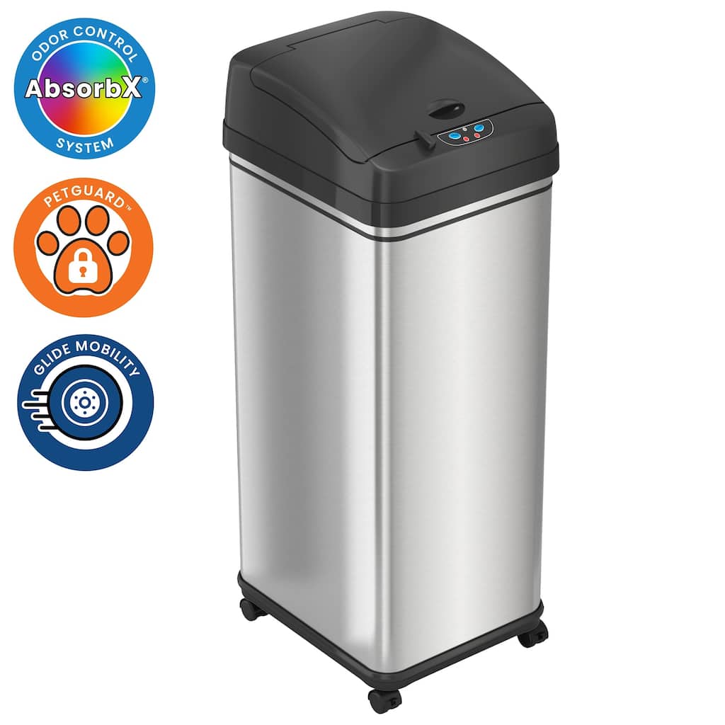 iTouchless 13 Gal Stainless Steel Sensor Kitchen Trash Can with Lid