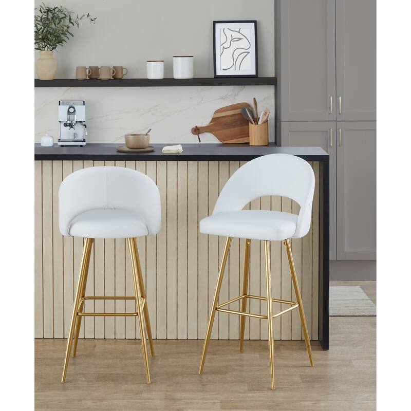 Porch & Den Vika Upholstered 30" Bar Stool with Metal Legs (Set of 2)