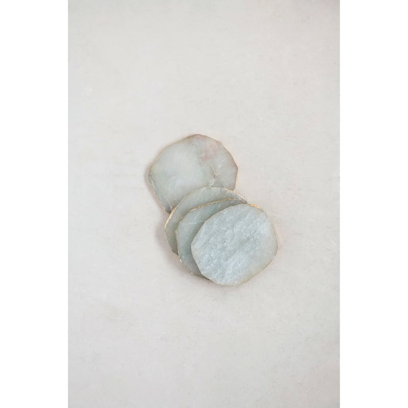 Quartz Coasters with Gold Edge - 4.0"L x 4.0"W x 2.0"H