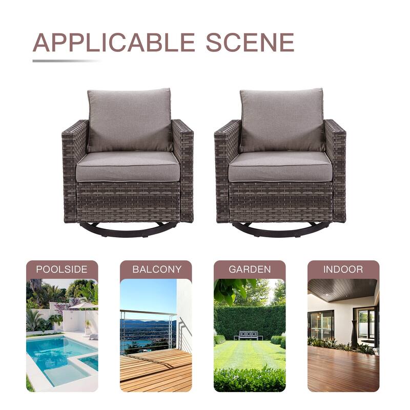 2PCS Gymojoy Outdoor Patio Swivel Chairs with Cushion