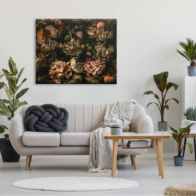 Stupell Dark Moody Floral Botanical Closeup Detailed Design Canvas Wall Art