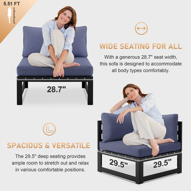 FINCATI Aluminum Outdoor Patio Furniture Conversation Sectional Sofa Set