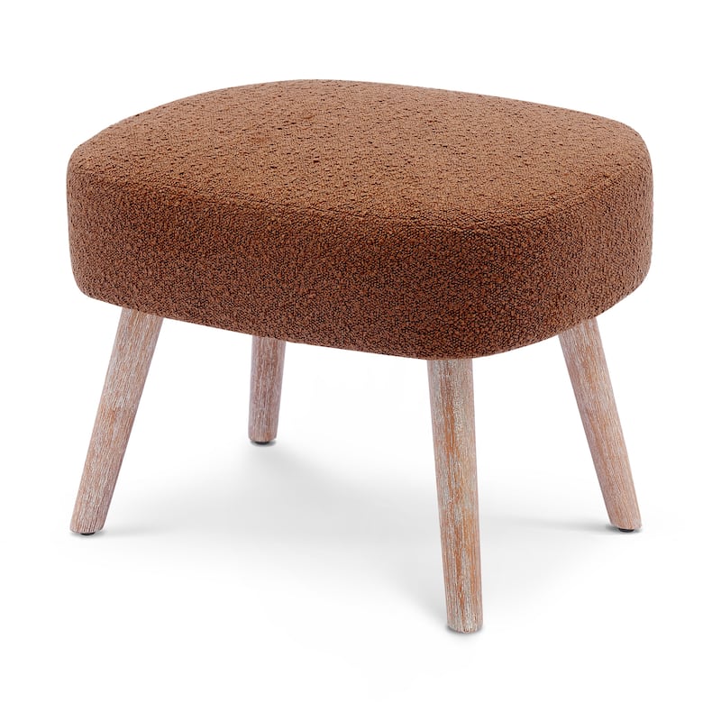 Boucle Polyester Upholstered Ottoman - Stain Resistant