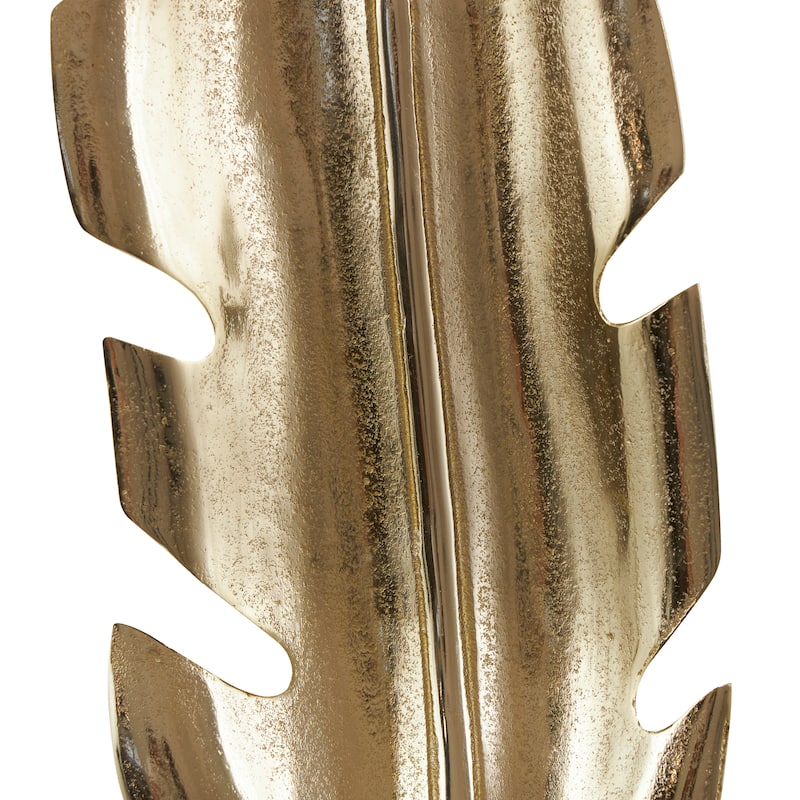 CosmoLiving by Cosmopolitan Gold or Silver Aluminum Metal Feather Bird Sculpture with Black Marble Base