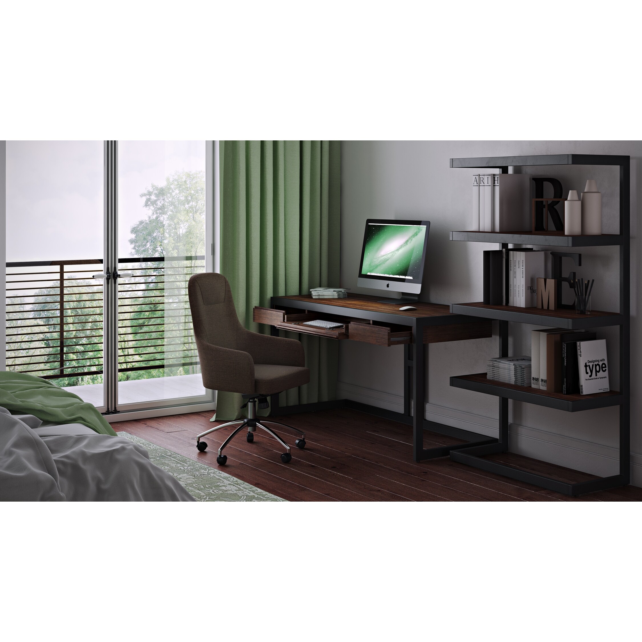 Wyndenhall Cecilia Solid Acacia Wood Modern Industrial 60 Inch Wide Writing Office Desk Overstock 20677593