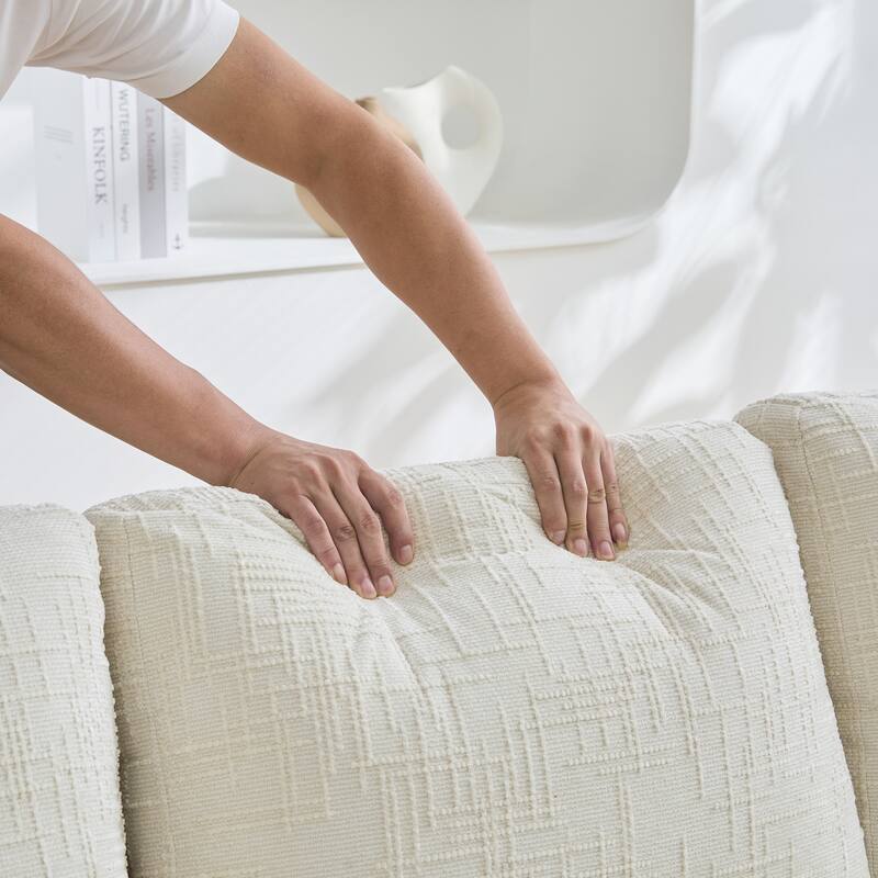 Oversized Chenille Upholstered 3 Seater Sofa, Deep Seat Sofa with Pillows, Lounge Sofa with Removable Upholstery Cover