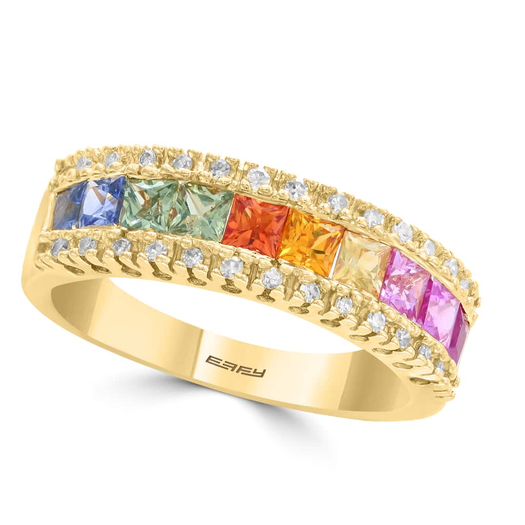 EFFY 14K Gold Diamond Multi Sapphire Ring