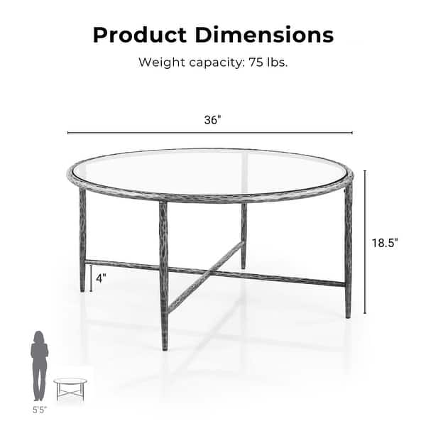 247 Shop At Home Lalia Modern Hammered Metal Round Coffee Table
