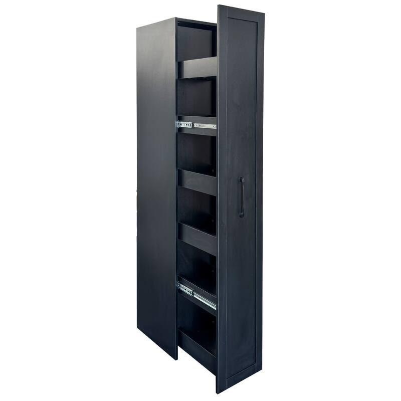 Large Slim Storage Cart, Kitchen Rolling Cart, Narrow Storage Cabinet with Handle & Wheels, Wood Spice Rack Next to Fridge