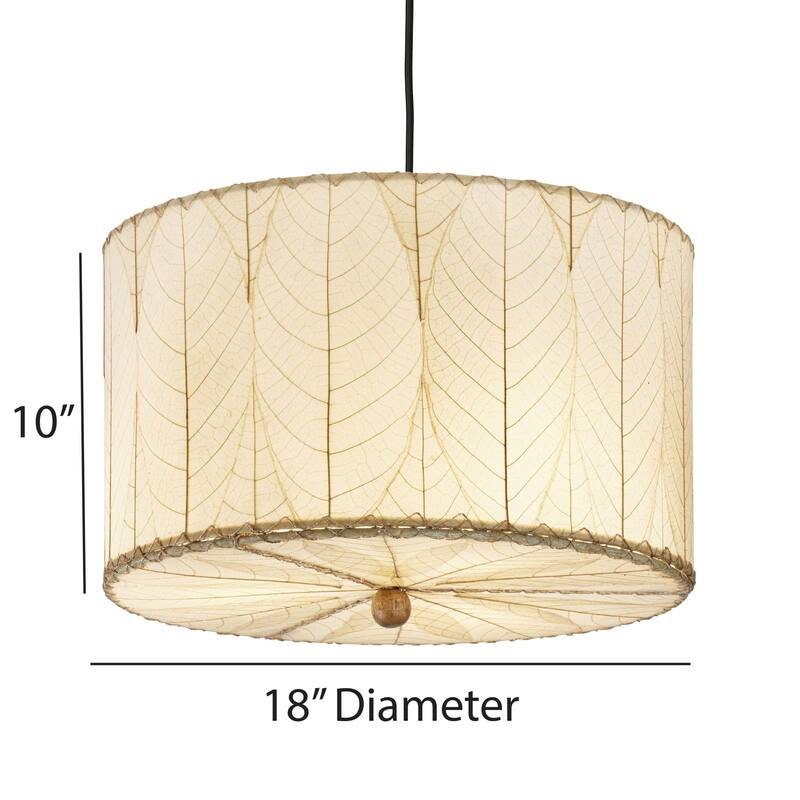 Eangee Handmade Drum Pendant 18 Inch, Cocoa Leaves Shade, 18 x 18 x 10 in. - 18 x 18 x 10
