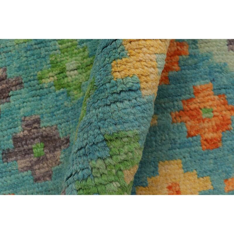 Contemporary Balochi Clarke Blue/Beige Hand Knotted Wool Rug - 4'0'' x 5'10''